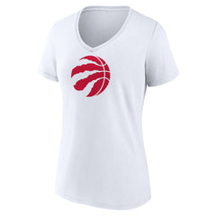 White Toronto Raptors Women's Primary Logo V-Neck T-Shirt | NBA