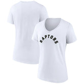White Toronto Raptors Women's Wordmark V-Neck T-Shirt | NBA
