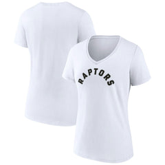 White Toronto Raptors Women's Wordmark V-Neck T-Shirt | NBA