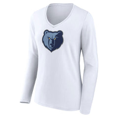 White Memphis Grizzlies Women's Logo Long Sleeve V-Neck T-Shirt | NBA