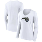 White Orlando Magic Women's Logo Long Sleeve V-Neck T-Shirt | NBA