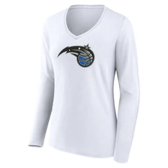 White Orlando Magic Women's Logo Long Sleeve V-Neck T-Shirt | NBA