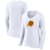 White Phoenix Suns Women's Logo Long Sleeve V-Neck T-Shirt | NBA