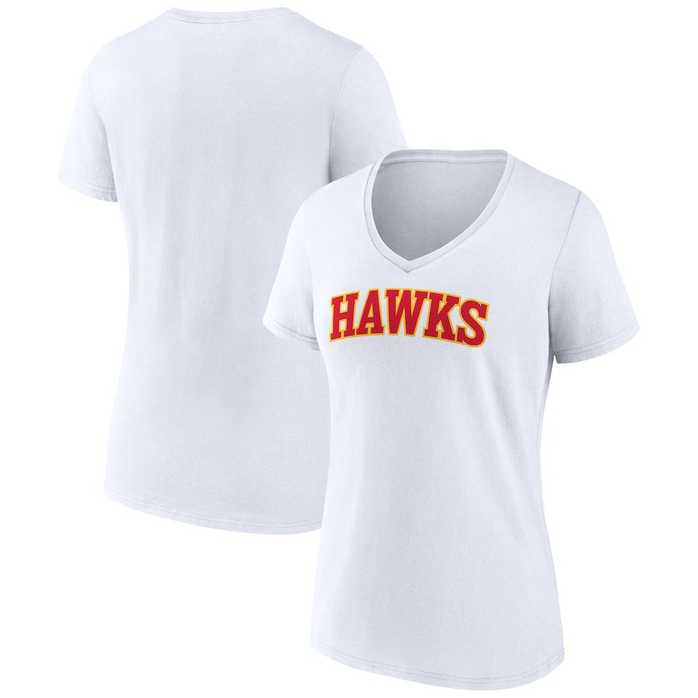White Atlanta Hawks Women's Wordmark V-Neck T-Shirt | NBA
