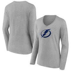 Tampa Bay Lightning Women's Team Logo Long Sleeve V-Neck T-Shirt - NHL T-shirts