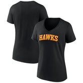 Black Atlanta Hawks Women's Wordmark V-Neck T-Shirt | NBA