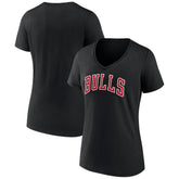 Black Chicago Bulls Women's Wordmark V-Neck T-Shirt sale | NBA