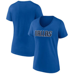 Royal Dallas Mavericks Women's Wordmark V-Neck T-Shirt sale | NBA