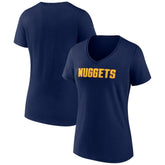 Navy Denver Nuggets Women's Wordmark V-Neck T-Shirt sale | NBA