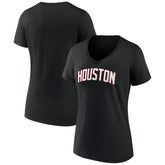 Black Houston Rockets Women's Wordmark V-Neck T-Shirt | NBA