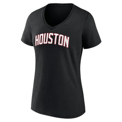 Black Houston Rockets Women's Wordmark V-Neck T-Shirt | NBA