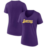 Purple Los Angeles Lakers Women's Wordmark V-Neck T-Shirt | NBA