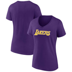 Purple Los Angeles Lakers Women's Wordmark V-Neck T-Shirt | NBA