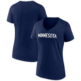 Navy Minnesota Timberwolves Women's Wordmark V-Neck T-Shirt | NBA