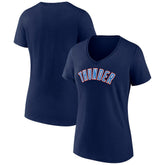 Navy Oklahoma City Thunder Women's Wordmark V-Neck T-Shirt | NBA