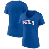 Royal Philadelphia 76ers Women's Wordmark V-Neck T-Shirt | NBA