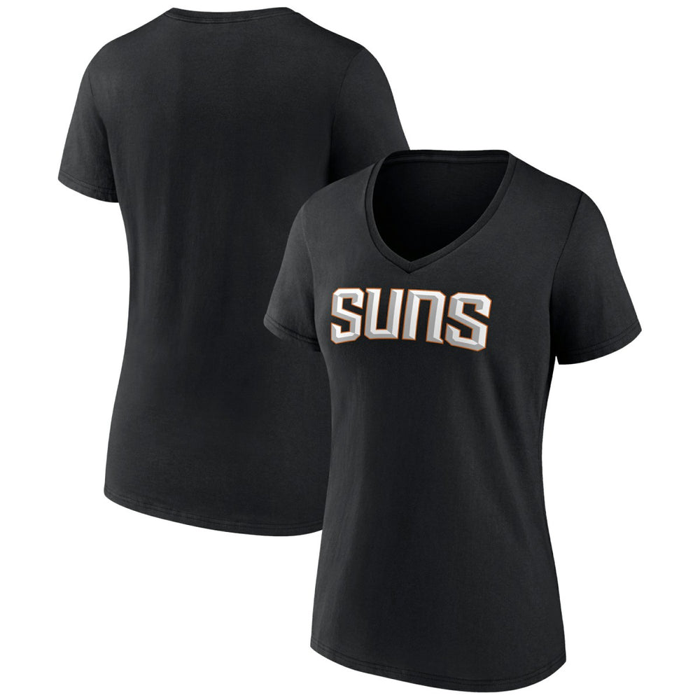 Black Phoenix Suns Women's Wordmark V-Neck T-Shirt | NBA