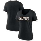 Black Phoenix Suns Women's Wordmark V-Neck T-Shirt | NBA