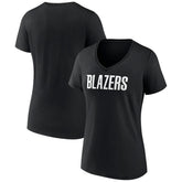 Black Portland Trail Blazers Women's Wordmark V-Neck T-Shirt | NBA