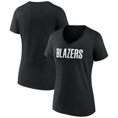 Black Portland Trail Blazers Women's Wordmark V-Neck T-Shirt | NBA