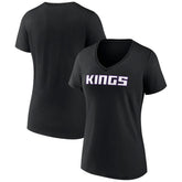 Black Sacramento Kings Women's Wordmark V-Neck T-Shirt | NBA
