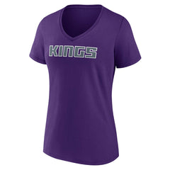 Purple Sacramento Kings Women's Wordmark V-Neck T-Shirt | NBA