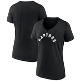 Black Toronto Raptors Women's Wordmark V-Neck T-Shirt | NBA