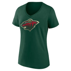 Minnesota Wild Women's Team Logo V-Neck T-Shirt - NHL T-shirts