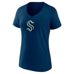 Seattle Kraken Women's Team Logo V-Neck T-Shirt - NHL T-shirts