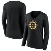 Boston Bruins Women's Team Logo Long Sleeve V-Neck T-Shirt - NHL T-shirts