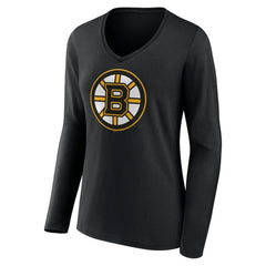 Boston Bruins Women's Team Logo Long Sleeve V-Neck T-Shirt - NHL T-shirts