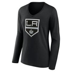 Los Angeles Kings Women's Team Logo Long Sleeve V-Neck T-Shirt - NHL T-shirts