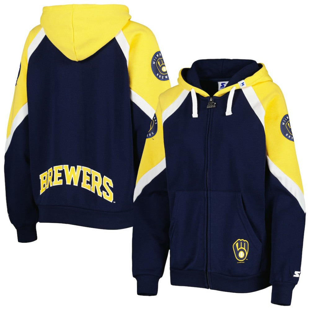 Milwaukee Brewers Starter Women's Hail Mary Full-Zip Hoodie - MLB Hoodies