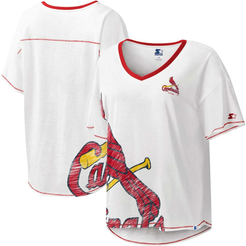 St. Louis Cardinals Starter Women's Perfect Game V-Neck T-Shirt - MLB T-shirts