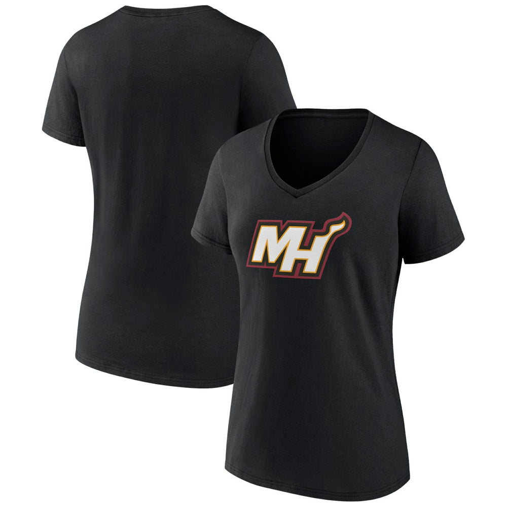 Black Miami Heat Women's Alternate Logo V-Neck T-Shirt | NBA