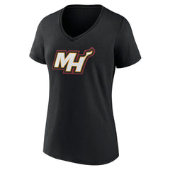Black Miami Heat Women's Alternate Logo V-Neck T-Shirt | NBA