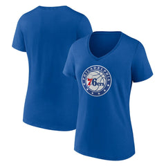 Royal Philadelphia 76ers Women's Alternate Logo V-Neck T-Shirt | NBA