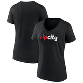 Black Portland Trail Blazers Women's Alternate Logo V-Neck T-Shirt | NBA