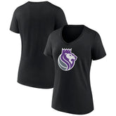 Black Sacramento Kings Women's Alternate Logo V-Neck T-Shirt | NBA