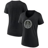 Black San Antonio Spurs Women's Alternate Logo V-Neck T-Shirt | NBA