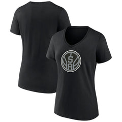 Black San Antonio Spurs Women's Alternate Logo V-Neck T-Shirt | NBA