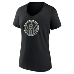 Black San Antonio Spurs Women's Alternate Logo V-Neck T-Shirt | NBA