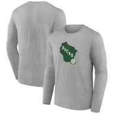 Gray Milwaukee Bucks Alternate Logo Long Sleeve T-Shirt | NBA