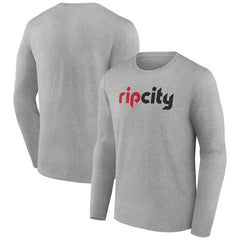 Gray Portland Trail Blazers Alternate Logo Long Sleeve T-Shirt | NBA