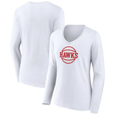White Atlanta Hawks Women's Alternate Logo V-Neck Long Sleeve T-Shirt | NBA