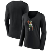 Black Boston Celtics Women's Alternate Logo V-Neck Long Sleeve T-Shirt | NBA