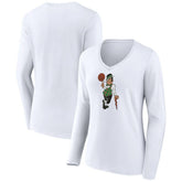 White Boston Celtics Women's Alternate Logo V-Neck Long Sleeve T-Shirt | NBA