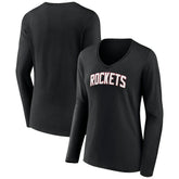 Black Houston Rockets Women's Alternate Logo V-Neck Long Sleeve T-Shirt | NBA