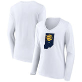 White Indiana Pacers Women's Alternate Logo V-Neck Long Sleeve T-Shirt | NBA