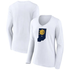 White Indiana Pacers Women's Alternate Logo V-Neck Long Sleeve T-Shirt | NBA